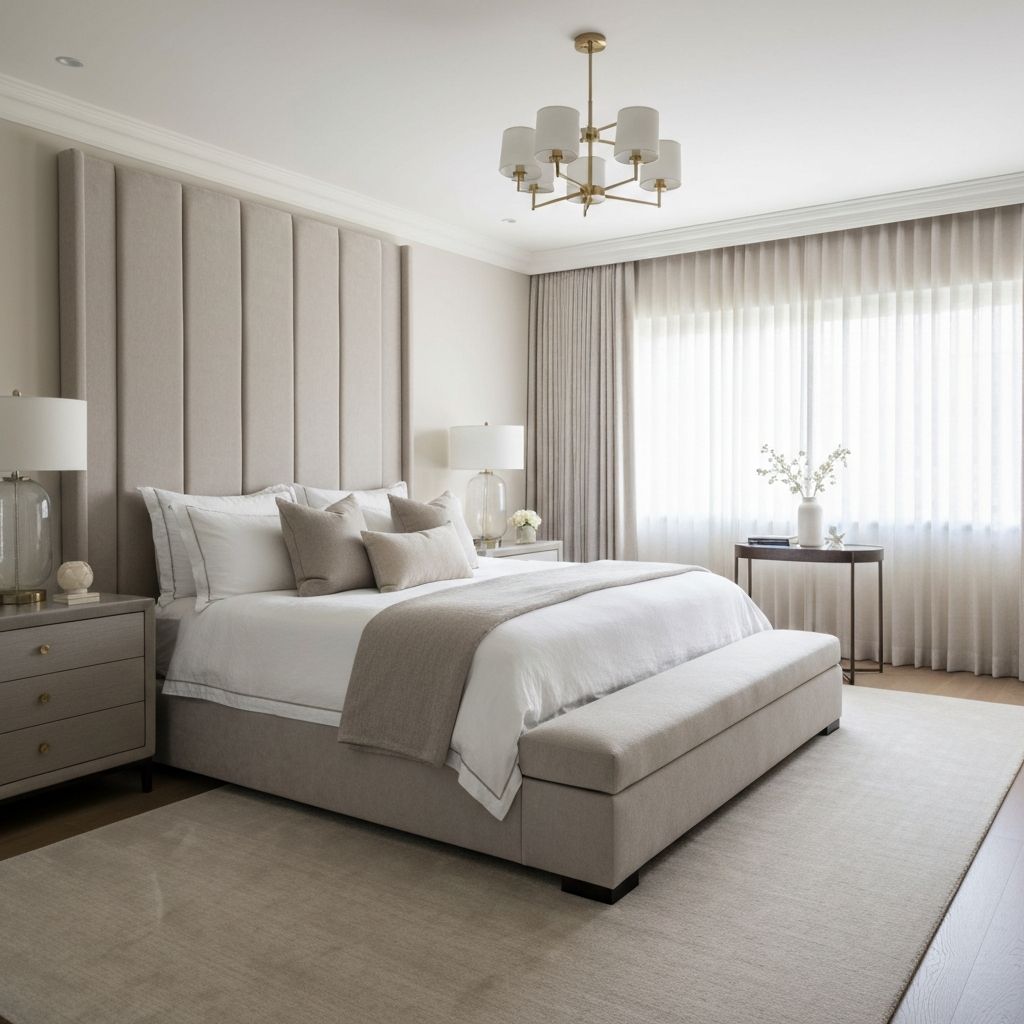 Quarto elegante com decoração sofisticada